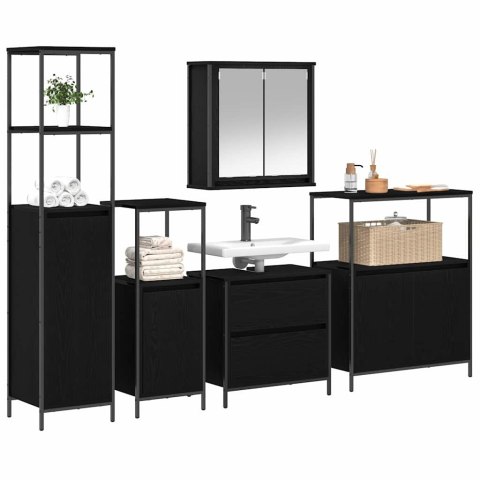 Zestaw mebli łazienkowych 5 pcs Czarny 76.5 x 35 x 95 cm