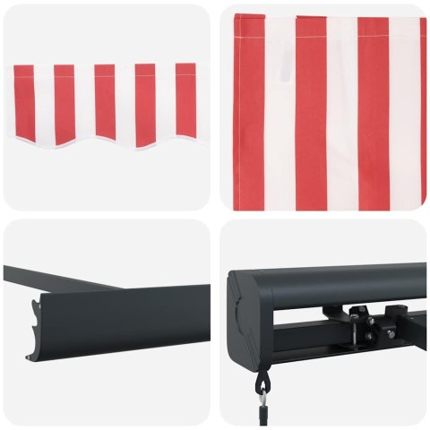 Markiza zwijana Czerwony i Biały 350 x 250 cm Tkanina i Metal