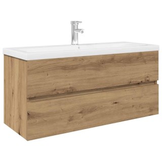 Szafka pod umywalkę z wbudowaną umywalką i baterią dąb artisan