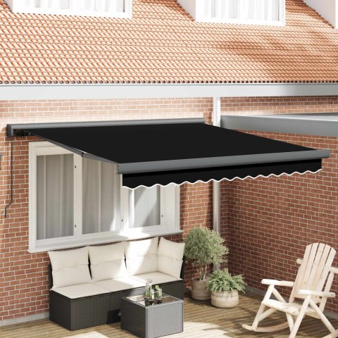 Markiza zwijana Czarny 350 x 250 cm Tkanina i Metal