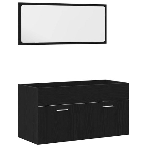 Zestaw mebli łazienkowych Montowane na ścianie 4 pcs Czarny Dąb