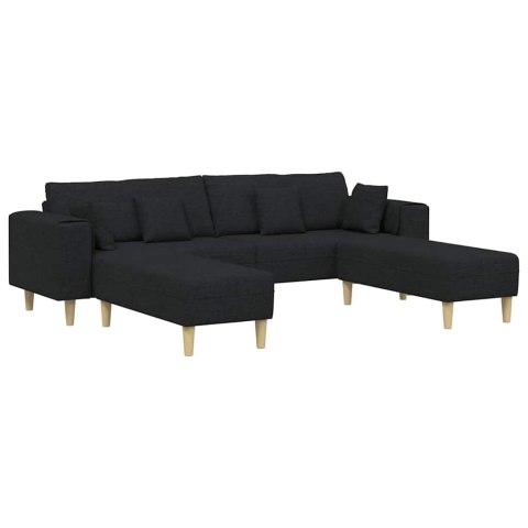 Sofa materiałowa z poduszką Czarny 208 cm tkanina