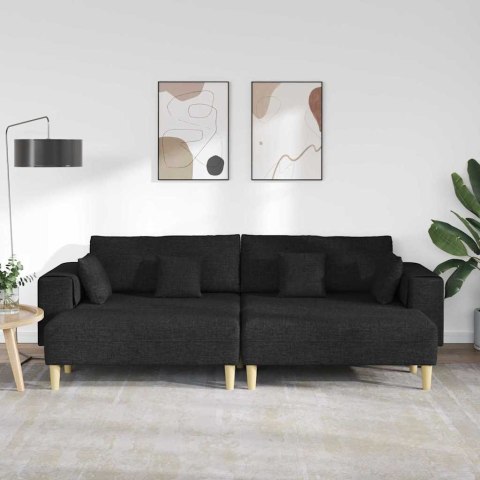 Sofa materiałowa z poduszką Czarny 208 cm tkanina