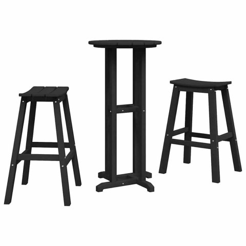 Zestaw barowy w ogrodzie 3 pcs Czarny HDPE