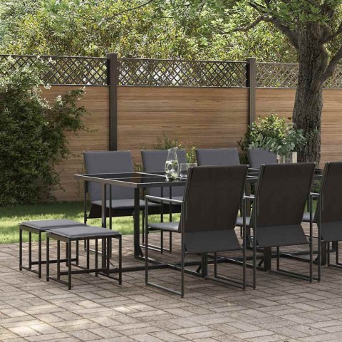 Zestaw do jadalni w ogrodzie 13 pcs Czarny Stal