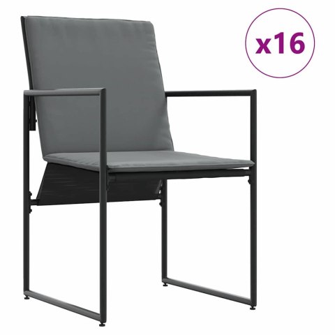 Zestaw do jadalni w ogrodzie 17 pcs Czarny Stal