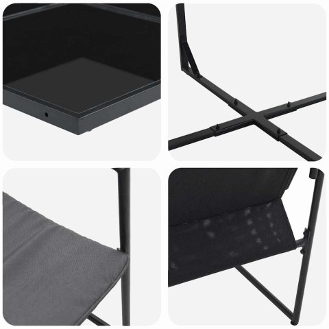 Zestaw do jadalni w ogrodzie 17 pcs Czarny Stal