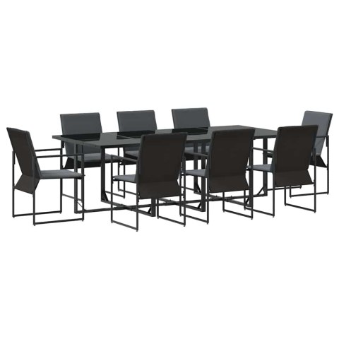 Zestaw do jadalni w ogrodzie 9 pcs Czarny Stal