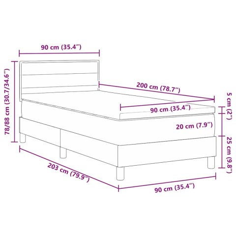 Łóżko sprężynowe z materacem Czarny 90 x 200 cm tkanina