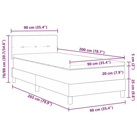 Łóżko sprężynowe z materacem Czarny 90 x 200 cm tkanina
