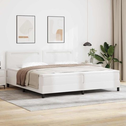 Rama łóżka z materacem Biały 200 x 200 cm Skóra syntetyczna