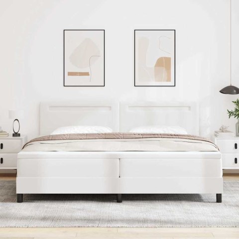 Rama łóżka z materacem Biały 200 x 200 cm Skóra syntetyczna