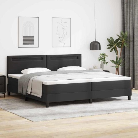 Rama łóżka z materacem Czarny 200 x 200 cm Skóra syntetyczna
