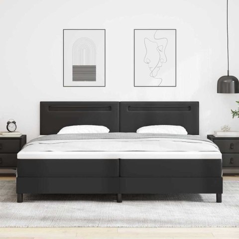 Rama łóżka z materacem Czarny 200 x 200 cm Skóra syntetyczna