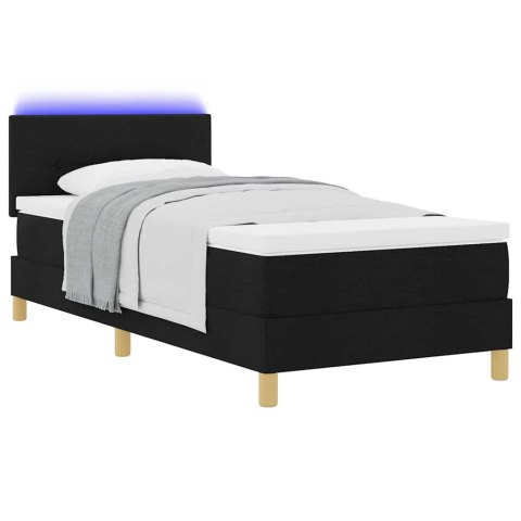 Łóżko z sprężyną LED z materacem Czarny 90 x 190 cm tkanina