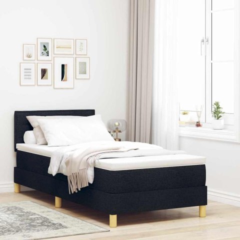Łóżko z sprężyną LED z materacem Czarny 90 x 200 cm tkanina