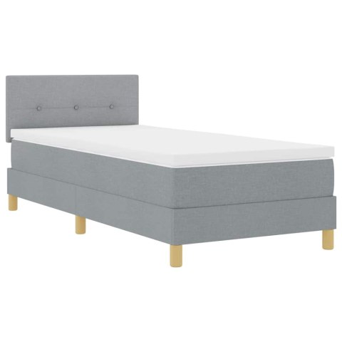 Łóżko z sprężyną LED z materacem Jasnoszary 90 x 200 cm tkanina