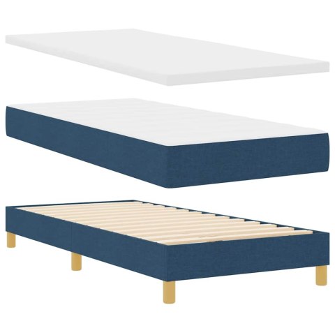 Łóżko z sprężyną LED z materacem Niebieski 100 x 200 cm tkanina