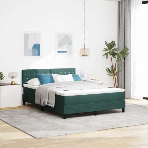 Łóżko z sprężyną LED Ciemna zieleń 140 x 190 cm Aksamit