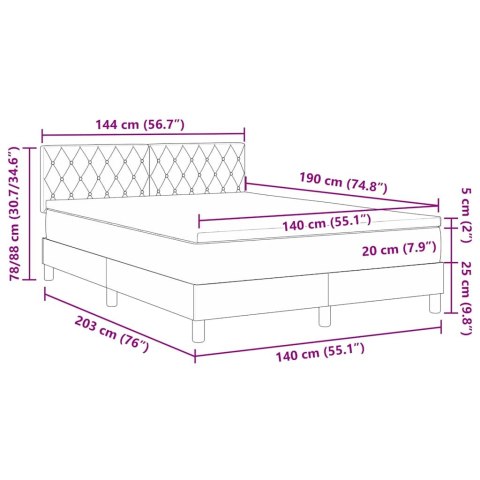 Łóżko z sprężyną LED Ciemna zieleń 140 x 190 cm Aksamit