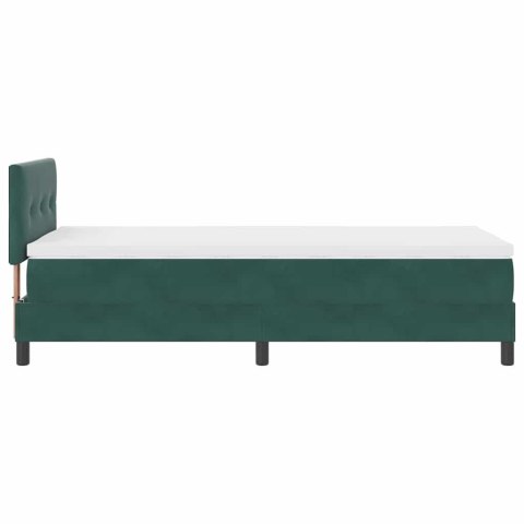 Łóżko z sprężyną LED Ciemna zieleń 90 x 200 cm Aksamit