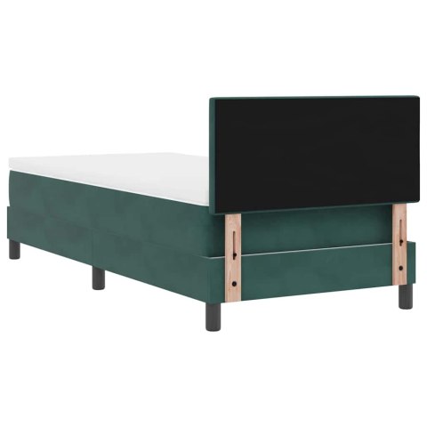 Łóżko z sprężyną LED Ciemna zieleń 90 x 200 cm Aksamit
