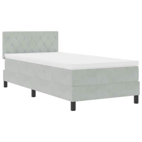 Łóżko z sprężyną LED z materacem Jasnoszary 90 x 190 cm Aksamit