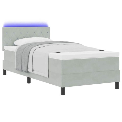 Łóżko z sprężyną LED z materacem Jasnoszary 90 x 190 cm Aksamit