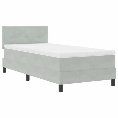 Łóżko z sprężyną LED z materacem Jasnoszary 90 x 190 cm Aksamit