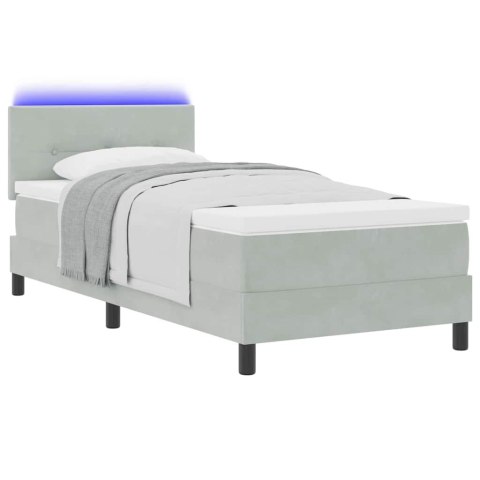 Łóżko z sprężyną LED z materacem Jasnoszary 90 x 190 cm Aksamit