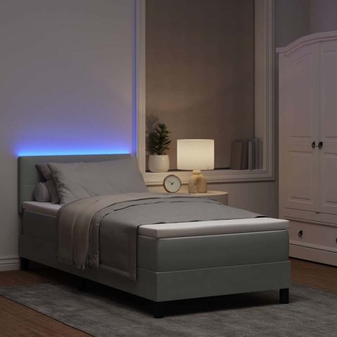 Łóżko z sprężyną LED z materacem Jasnoszary 90 x 190 cm Aksamit