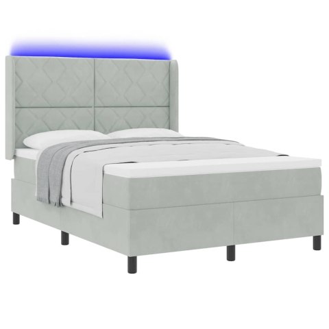 Łóżko z materacem na sprężynach LED Jasnoszary 140 x 190 cm
