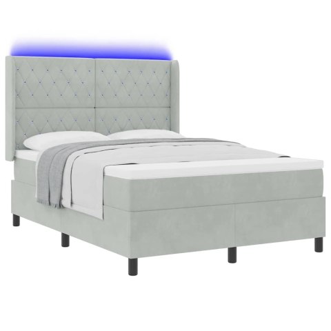Łóżko z materacem na sprężynach LED Jasnoszary 140 x 200 cm