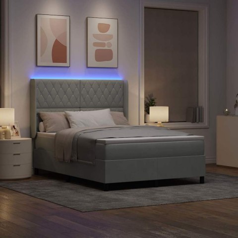 Łóżko z materacem na sprężynach LED Jasnoszary 140 x 200 cm