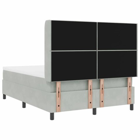 Łóżko z materacem na sprężynach LED Jasnoszary 140 x 200 cm