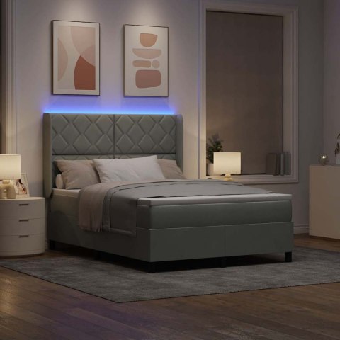 Łóżko z materacem na sprężynach LED Jasnoszary 140 x 200 cm