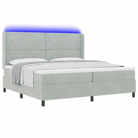 Łóżko z materacem na sprężynach LED Jasnoszary 200 x 200 cm