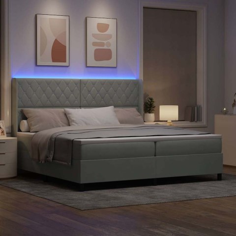 Łóżko z materacem na sprężynach LED Jasnoszary 200 x 200 cm
