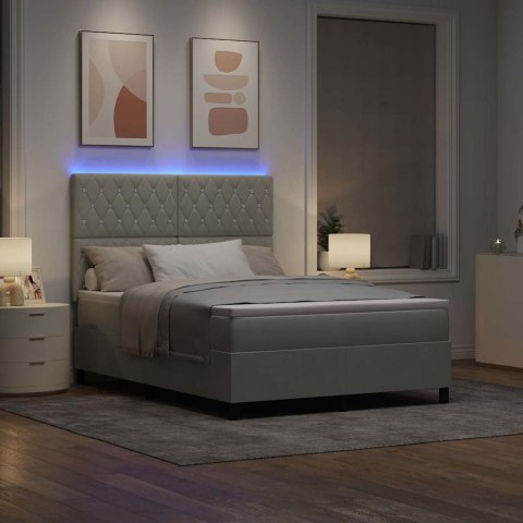 Łóżko z sprężyną LED Jasnoszary 140 x 190 cm tkanina