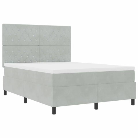Łóżko z sprężyną LED Jasnoszary 140 x 190 cm tkanina