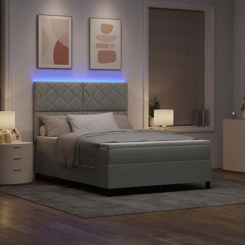 Łóżko z sprężyną LED Jasnoszary 140 x 190 cm tkanina