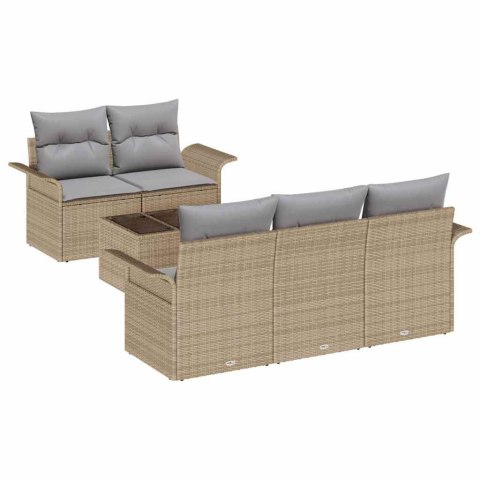 Zestaw Sof z poduszką 6 pcs Beżowy polirattan