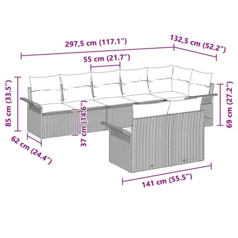 Zestaw Sof na Ogród z poduszką 8 pcs Beżowy polirattan