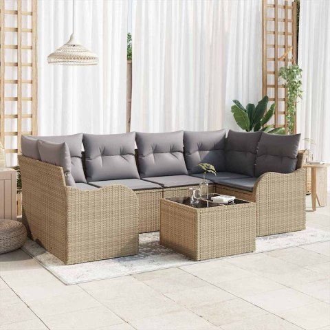 Zestaw Sof na Ogród Beżowy 55 x 55 x 37 cm polirattan