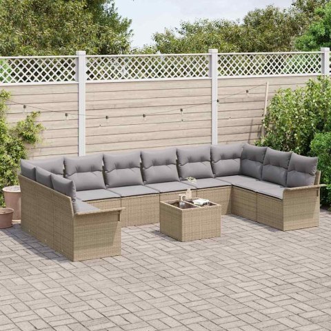 Zestaw Sof na Ogród z poduszką 11 pcs Beżowy polirattan