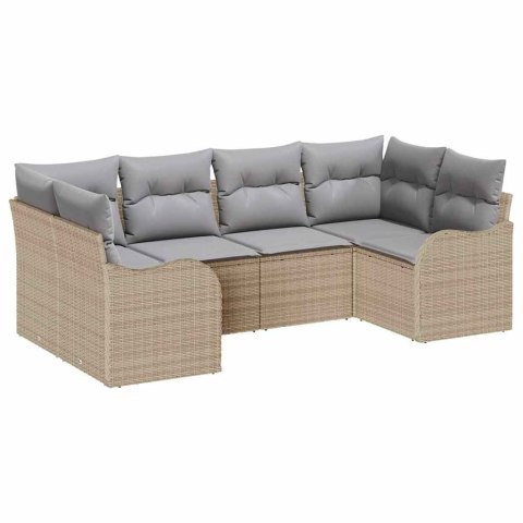 Zestaw Sof na Ogród z poduszką 6 pcs Beżowy Polirattan