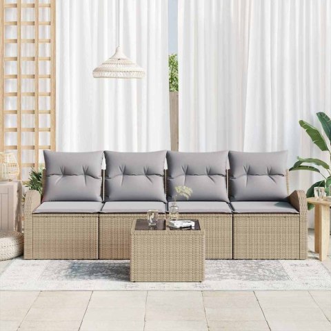 Zestaw Sof na Ogród Beżowy 55 x 55 x 37 cm polirattan