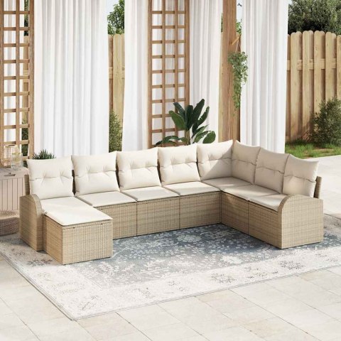 Zestaw Sof na Ogród z poduszką 8 pcs Beżowy Rattan poli