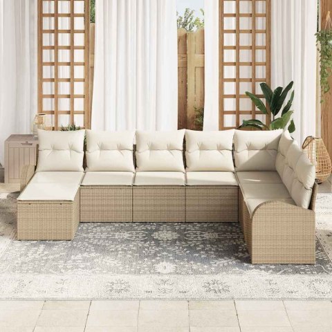 Zestaw Sof na Ogród z poduszką 8 pcs Beżowy Rattan poli