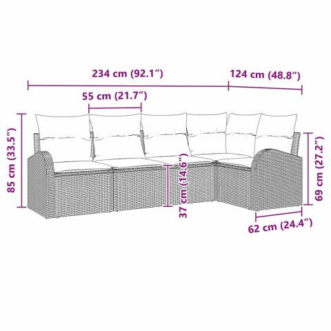 Zestaw Sof z poduszką 5 pcs Szary Poliester